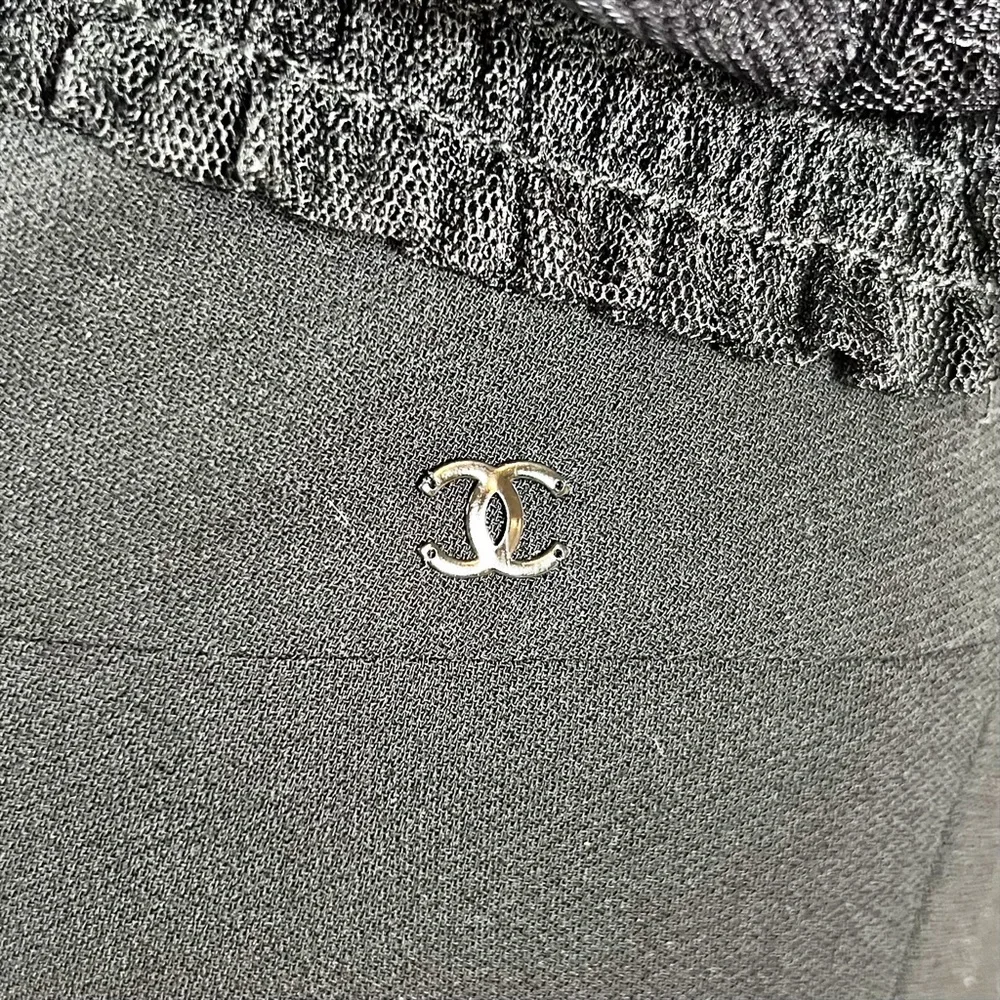 Chanel Black Knee Length Skirt with CC Logo